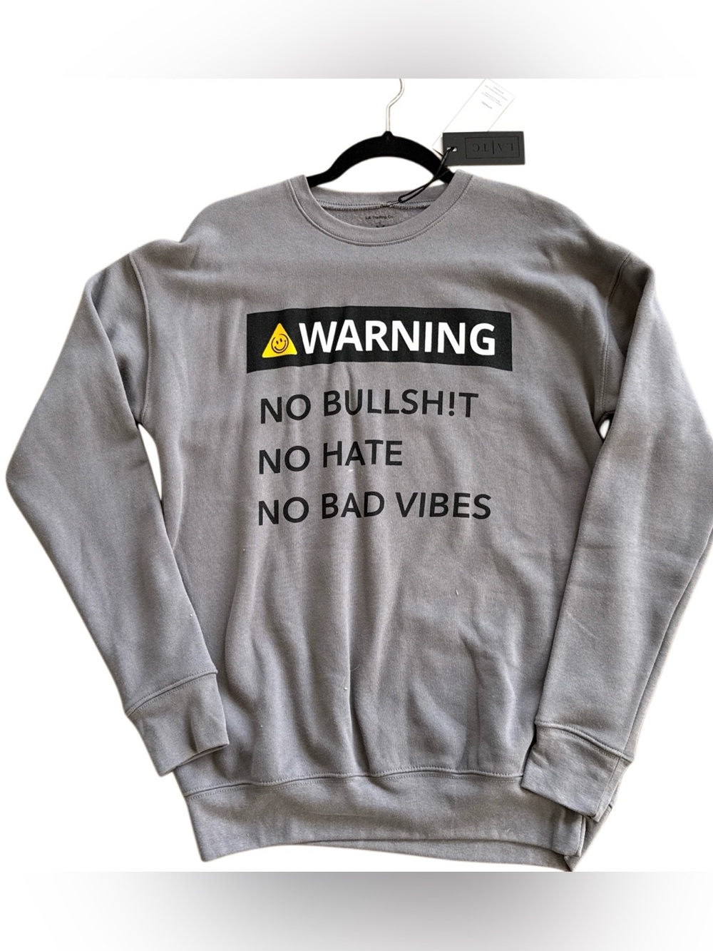 WARNING NO BULLSHIT! Crewneck Sweatshirt from Los Angeles Trading Company NWT